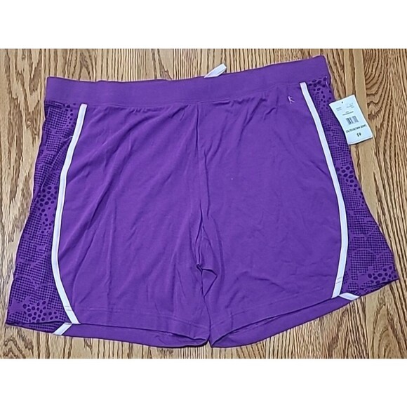 Danskin Now Women's Plus Size 2X Purple patten  Running Shorts Drawstring Waist - Picture 1 of 4
